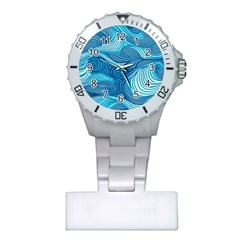 Ocean Waves Sea Abstract Pattern Water Blue Plastic Nurses Watch by Wegoenart