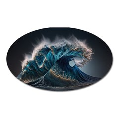 Tsunami Waves Ocean Sea Water Rough Seas Nature Oval Magnet by Wegoenart