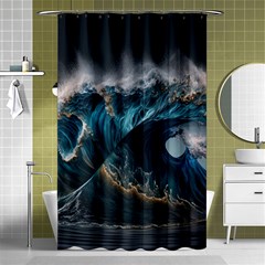 Tsunami Waves Ocean Sea Water Rough Seas Nature Shower Curtain 48  X 72  (small)  by Wegoenart