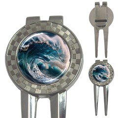 Tsunami Waves Ocean Sea Water Rough Seas 3-in-1 Golf Divots by Wegoenart