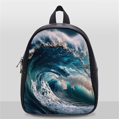 Tsunami Waves Ocean Sea Water Rough Seas School Bag (small) by Wegoenart