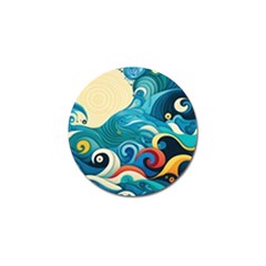 Waves Ocean Sea Abstract Whimsical Abstract Art 5 Golf Ball Marker (10 Pack) by Wegoenart