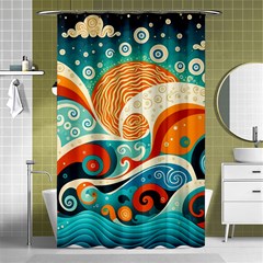 Waves Ocean Sea Abstract Whimsical Abstract Art 4 Shower Curtain 48  X 72  (small)  by Wegoenart