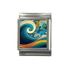 Waves Ocean Sea Abstract Whimsical Abstract Art 3 Italian Charm (13mm) by Wegoenart