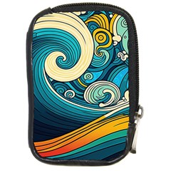 Waves Ocean Sea Abstract Whimsical Abstract Art 3 Compact Camera Leather Case by Wegoenart