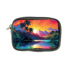 Ai Generated Tropical Island Sunset Landscape Coin Purse by Wegoenart