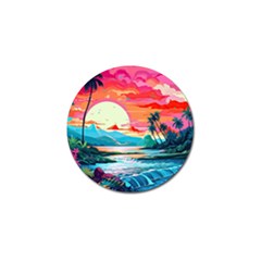 Tropical Island Sunset Landscape Golf Ball Marker (10 Pack)