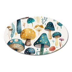 Mushroom Forest Fantasy Flower Nature Oval Magnet by Uceng