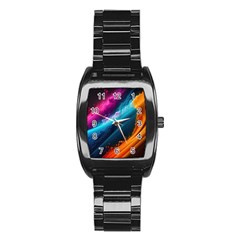 Abstract Art Artwork Stainless Steel Barrel Watch