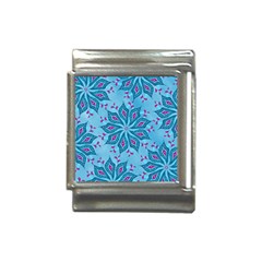 Flower Template Mandala Nature Blue Sketch Drawing Italian Charm (13mm) by Uceng