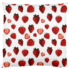 Strawberry Watercolor Large Premium Plush Fleece Cushion Case (two Sides)