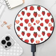 Strawberry Watercolor Wireless Fast Charger(black) by SychEva