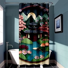 Japanese Garden Flowers Landscape Shower Curtain 36  X 72  (stall) 