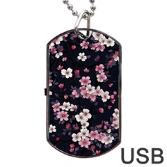 Sakura Flower Flowers Floral Flora Nature Dog Tag Usb Flash (one Side)