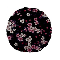 Sakura Flower Flowers Floral Flora Nature Standard 15  Premium Round Cushions