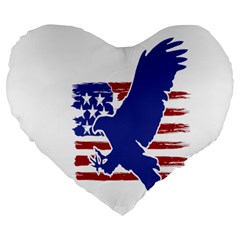 Usa Flag Eagle Symbol American Bald Eagle Country Large 19  Premium Flano Heart Shape Cushions by Wegoenart