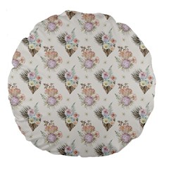 Roses-white Large 18  Premium Flano Round Cushions