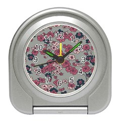 Traditional Cherry Blossom On A Gray Background Travel Alarm Clock by Kiyoshi88