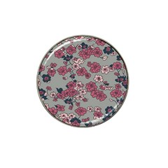 Traditional Cherry Blossom On A Gray Background Hat Clip Ball Marker by Kiyoshi88