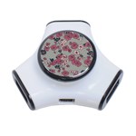 Traditional cherry blossom on a gray background 3-Port USB Hub Front