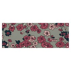 Traditional Cherry Blossom On A Gray Background Banner And Sign 8  X 3  by Kiyoshi88