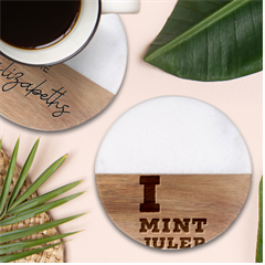 I Love Mint Julep Classic Marble Wood Coaster (round)  by ilovewhateva