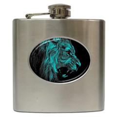 Angry Male Lion Predator Carnivore Hip Flask (6 Oz) by Salman4z