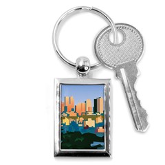 City Buildings Urban Dawn Key Chain (rectangle) by Salman4z