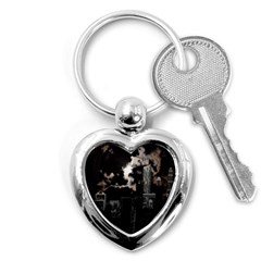 City Night Moon Skyline Skyscraper Key Chain (heart) by Salman4z