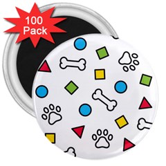 Dog Paw Seamless Pattern Footprint Bone 3  Magnets (100 Pack) by Salman4z