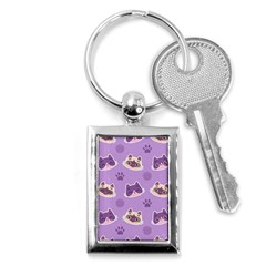 Cute Colorful Cat Kitten With Paw Yarn Ball Seamless Pattern Key Chain (rectangle) by Salman4z