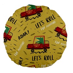 Childish-seamless-pattern-with-dino-driver Large 18  Premium Flano Round Cushions by Salman4z