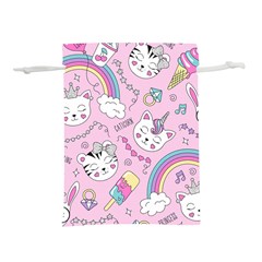 Beautiful-cute-animals-pattern-pink Lightweight Drawstring Pouch (l) by Salman4z