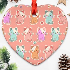 Cute-kawaii-kittens-seamless-pattern Ornament (heart) by Salman4z