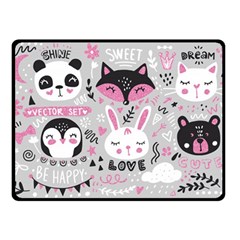 Big-set-with-cute-cartoon-animals-bear-panda-bunny-penguin-cat-fox Two Sides Fleece Blanket (small) by Salman4z