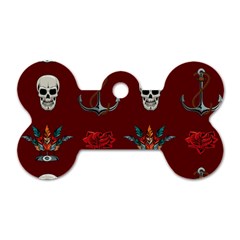 Tattoo-old-school-background-pattern Dog Tag Bone (one Side)