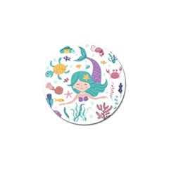 Set-cute-mermaid-seaweeds-marine-inhabitants Golf Ball Marker (4 Pack)