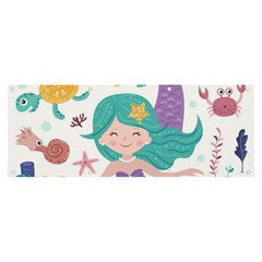 Set-cute-mermaid-seaweeds-marine-inhabitants Banner And Sign 8  X 3  by Salman4z