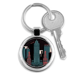 New York City Nyc Skyline Cityscape Key Chain (round) by Ravend