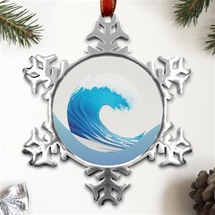 Wave Tsunami Tidal Wave Ocean Sea Water Metal Small Snowflake Ornament