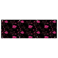 Pink Glowing Flowers Banner And Sign 9  X 3  by Sparkle