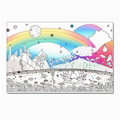 Rainbow Fun Cute Minimal Doodle Drawing Postcard 4 x 6  (pkg Of 10) by Ravend