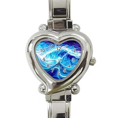 Tsunami Waves Ocean Sea Nautical Nature Water Heart Italian Charm Watch by Ravend