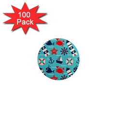 Seamless-pattern-nautical-icons-cartoon-style 1  Mini Magnets (100 Pack)  by Salman4z