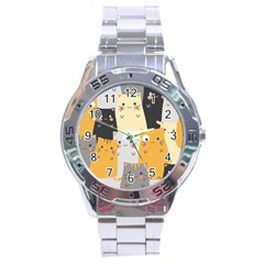 Seamless-pattern-cute-cat-cartoons Stainless Steel Analogue Watch by Salman4z