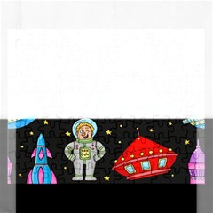 Seamless-pattern-with-space-objects-ufo-rockets-aliens-hand-drawn-elements-space Rectangular Jigsaw Puzzl by Salman4z