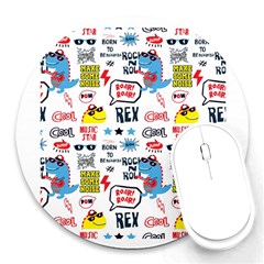 Monster-cool-seamless-pattern Round Mousepad by Salman4z