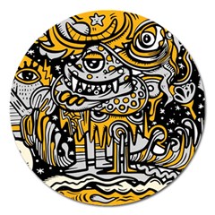 Crazy-abstract-doodle-social-doodle-drawing-style Magnet 5  (round) by Salman4z