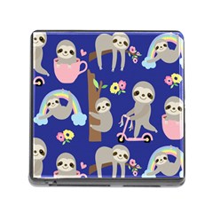 Hand-drawn-cute-sloth-pattern-background Memory Card Reader (square 5 Slot) by Salman4z