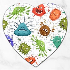 Dangerous-streptococcus-lactobacillus-staphylococcus-others-microbes-cartoon-style-vector-seamless Jigsaw Puzzle (heart) by Salman4z